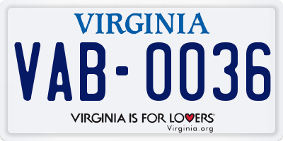 VA license plate VAB0036