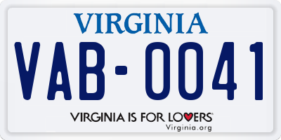 VA license plate VAB0041