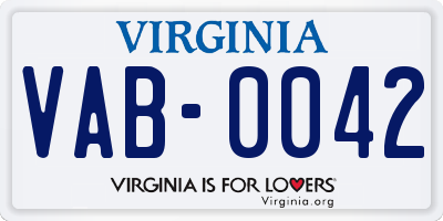 VA license plate VAB0042