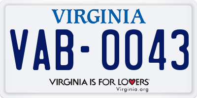 VA license plate VAB0043