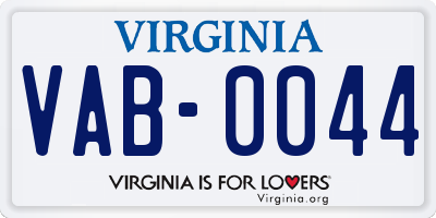 VA license plate VAB0044