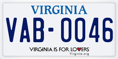 VA license plate VAB0046