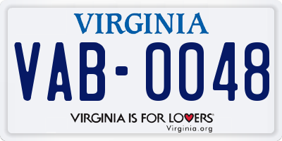 VA license plate VAB0048