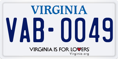 VA license plate VAB0049