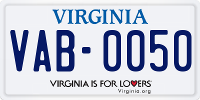 VA license plate VAB0050