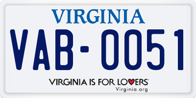 VA license plate VAB0051