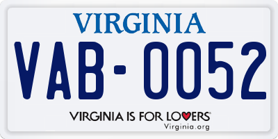 VA license plate VAB0052