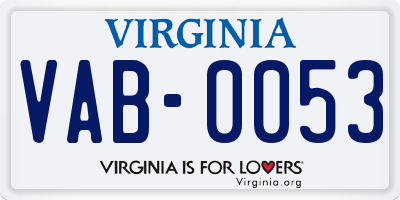 VA license plate VAB0053