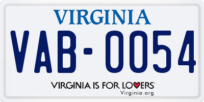 VA license plate VAB0054