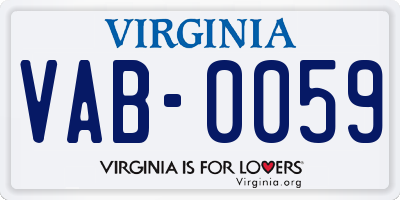 VA license plate VAB0059