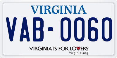 VA license plate VAB0060