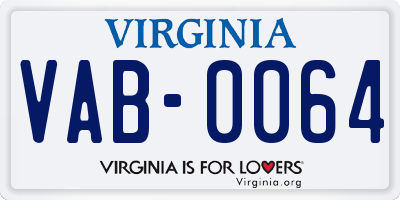 VA license plate VAB0064