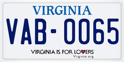 VA license plate VAB0065