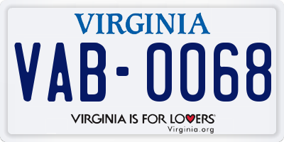 VA license plate VAB0068