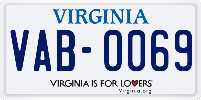 VA license plate VAB0069