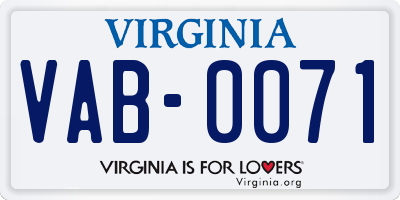 VA license plate VAB0071