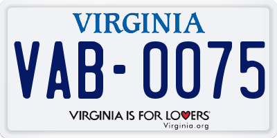 VA license plate VAB0075