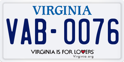 VA license plate VAB0076