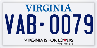 VA license plate VAB0079