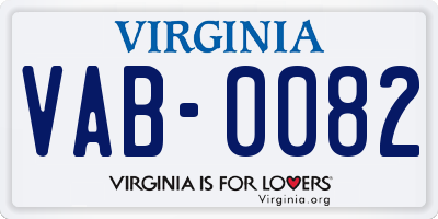 VA license plate VAB0082