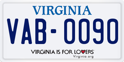 VA license plate VAB0090