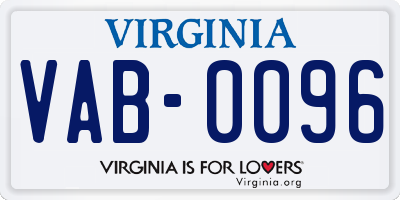 VA license plate VAB0096