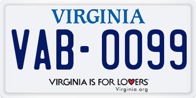 VA license plate VAB0099