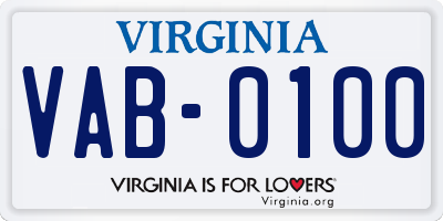 VA license plate VAB0100