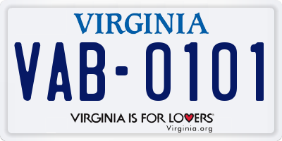 VA license plate VAB0101