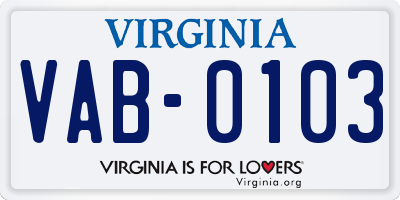 VA license plate VAB0103