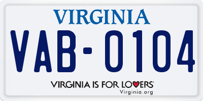 VA license plate VAB0104