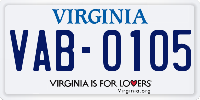 VA license plate VAB0105