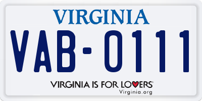 VA license plate VAB0111