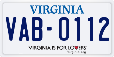 VA license plate VAB0112