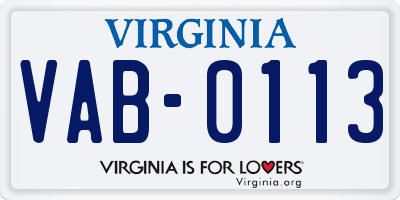 VA license plate VAB0113