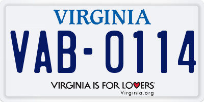 VA license plate VAB0114