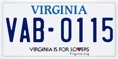 VA license plate VAB0115