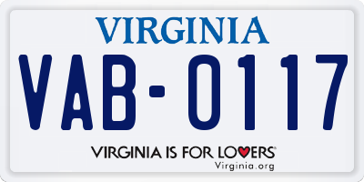 VA license plate VAB0117