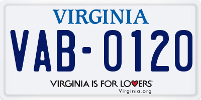 VA license plate VAB0120