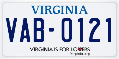 VA license plate VAB0121