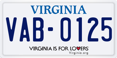 VA license plate VAB0125