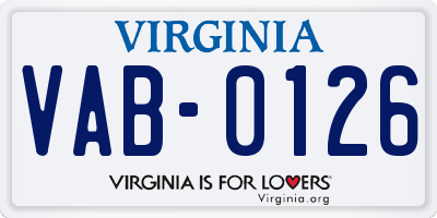 VA license plate VAB0126