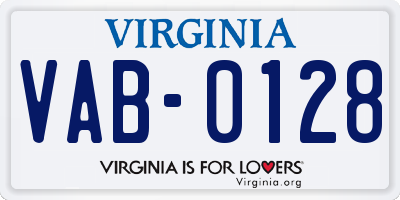 VA license plate VAB0128