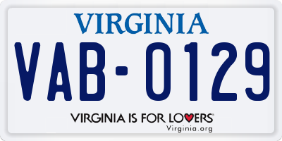 VA license plate VAB0129