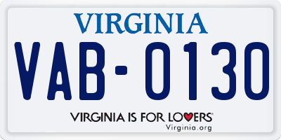 VA license plate VAB0130