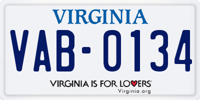 VA license plate VAB0134