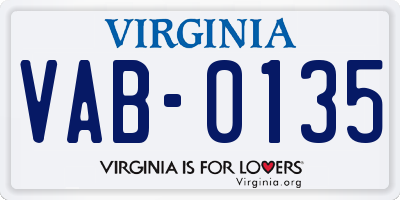 VA license plate VAB0135