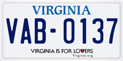 VA license plate VAB0137