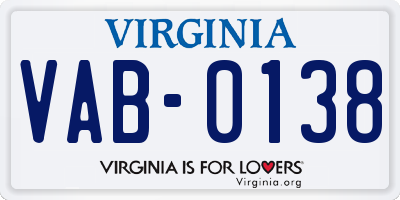 VA license plate VAB0138