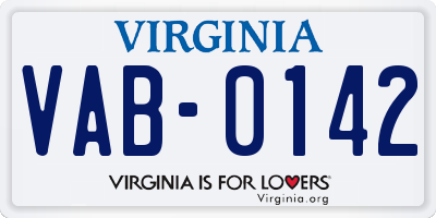 VA license plate VAB0142